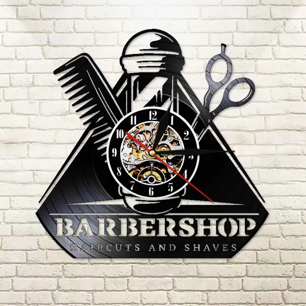 Виниловые настенные часы в стиле ретро для парикмахера оригинальный подарок с