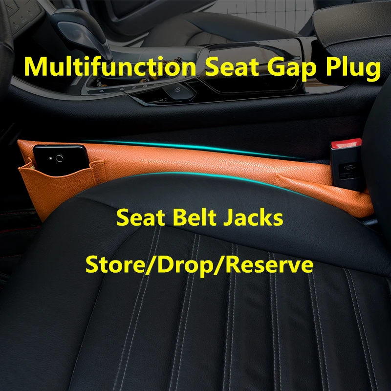 

A Pair PU Leather Car Seat Crevice Gap Filler Pockets Auto Seats Leak Stop Pad Soft Padding Phone Cards Holder Storage Organizer
