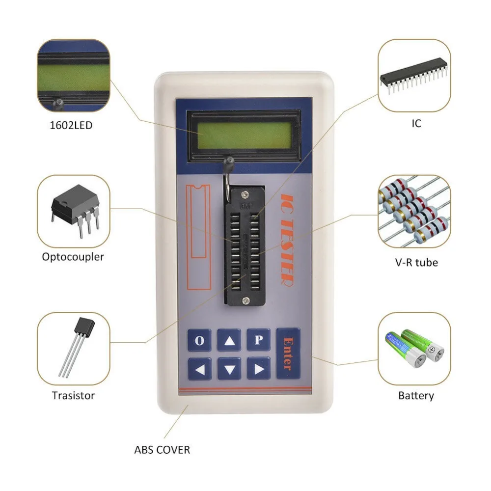 

Digital IC Tester Transistor Tester Detect ntegrated Circuit IC Tester Meter MOS PNP 74ch 74ls CD4000 HEF400 4500 amplifiers