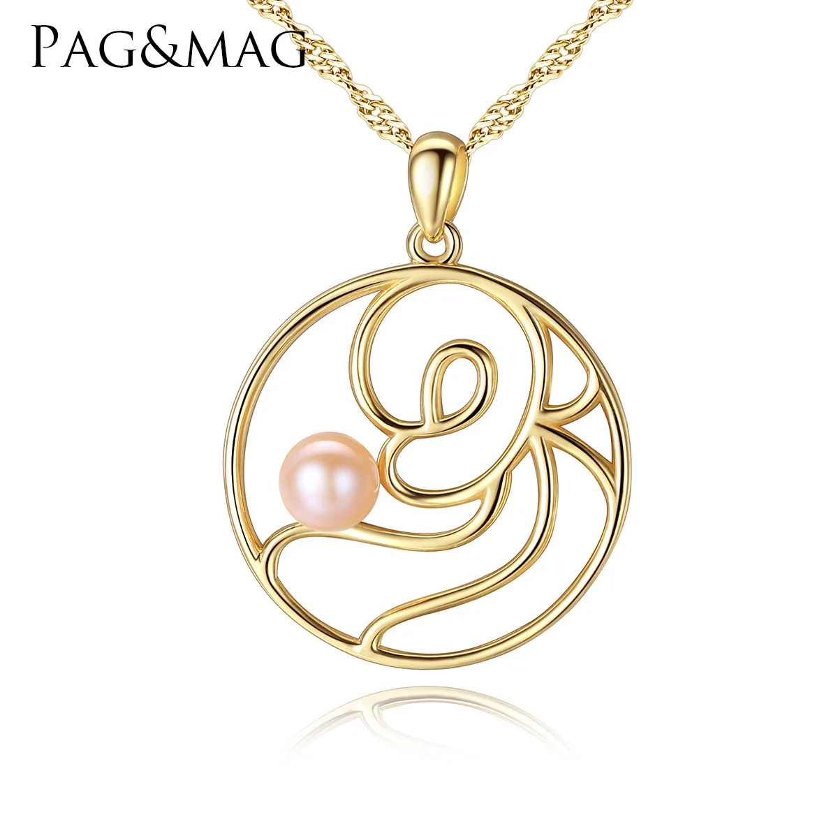 PAG & MAG S925 чистое серебряное ожерелье кулон 18 K натуральное пресноводное жемчужное