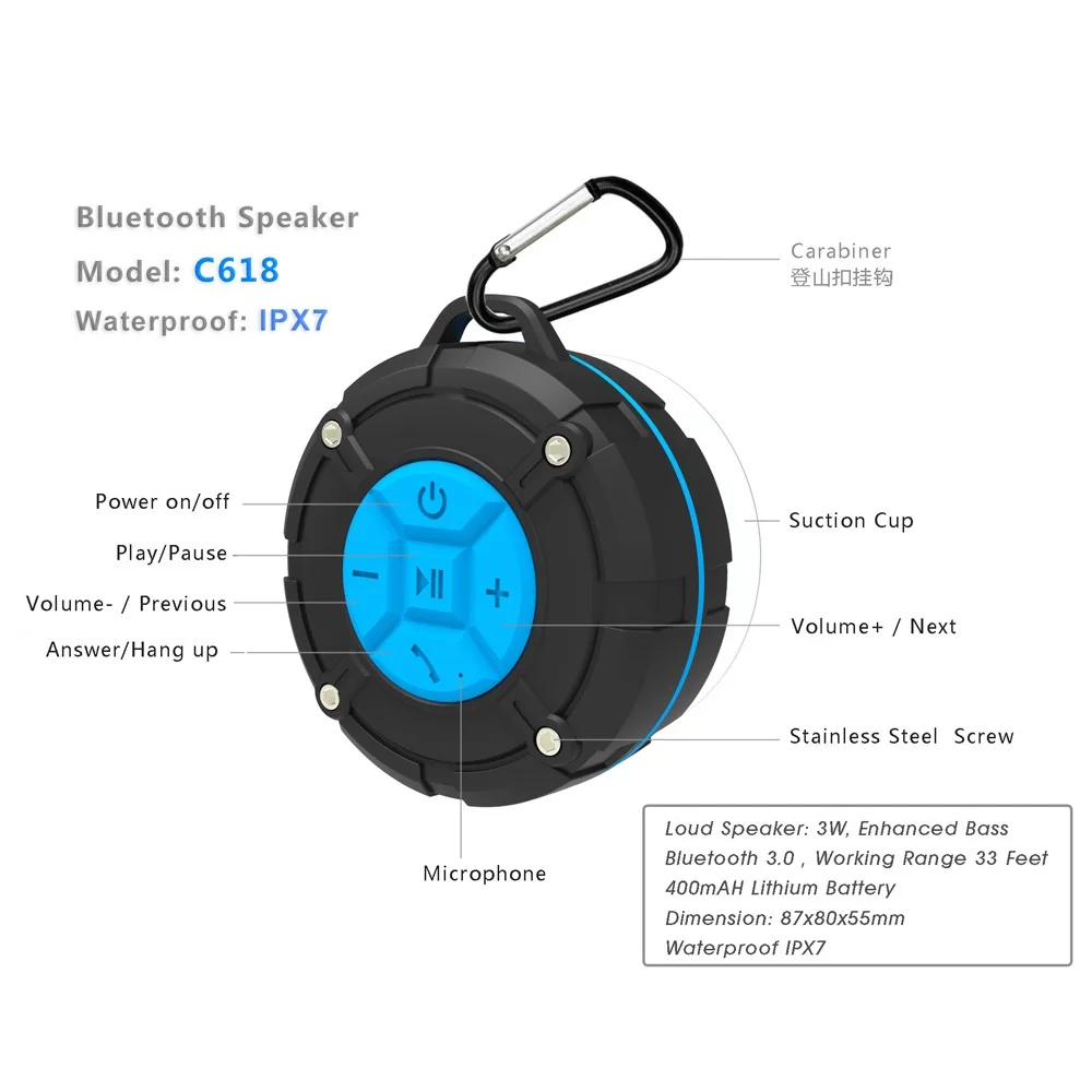 

Wireless Bluetooth Speaker Stereo Bass Portable Outdoor Sound Box Built-in Mic Shock Resistance IPX7 Waterproof Speaker