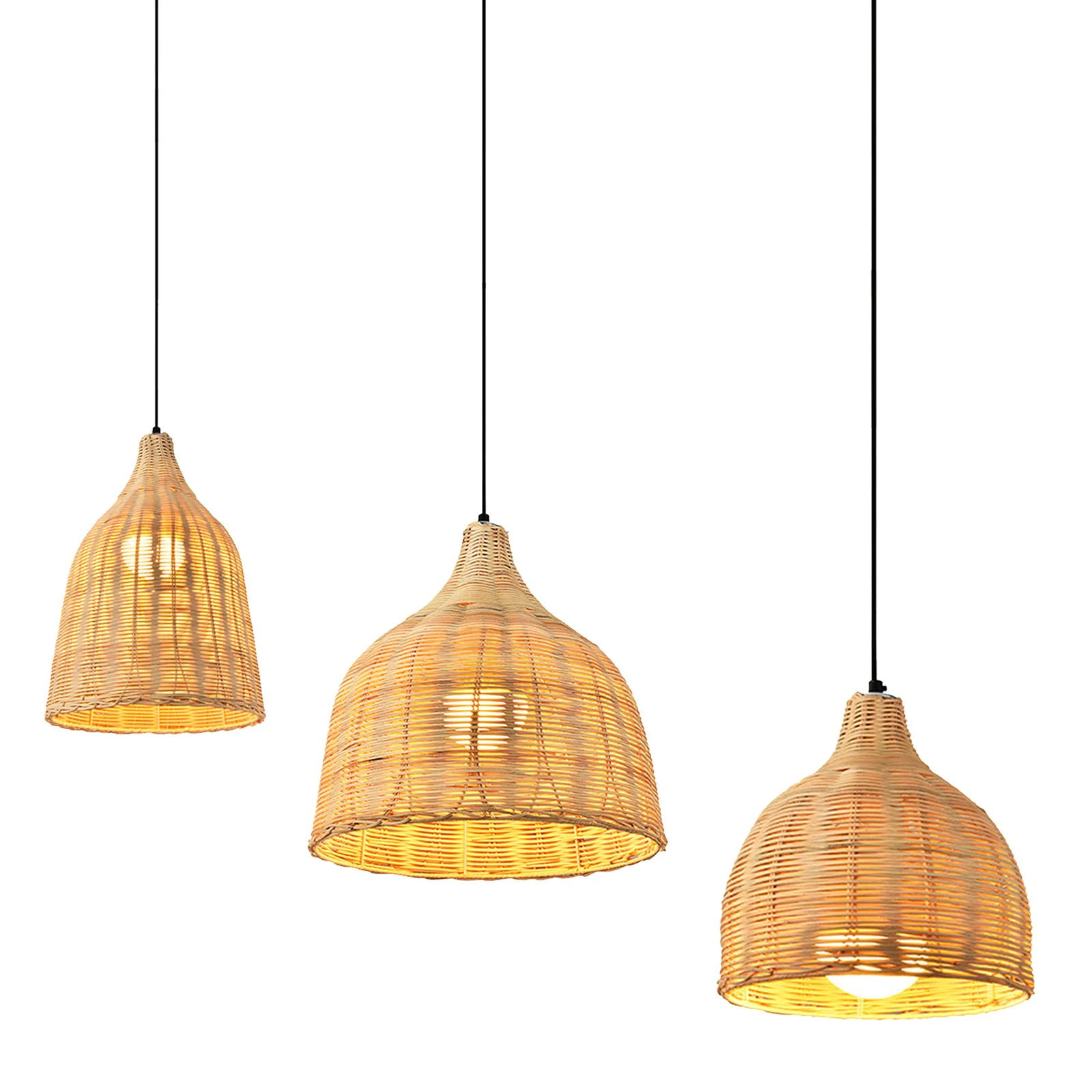 

Modern Rattan Woven Ceiling Light Fixture Pendant Lamp Chandelier For Living Room Hotel Restaurant Cafe Office Decorative