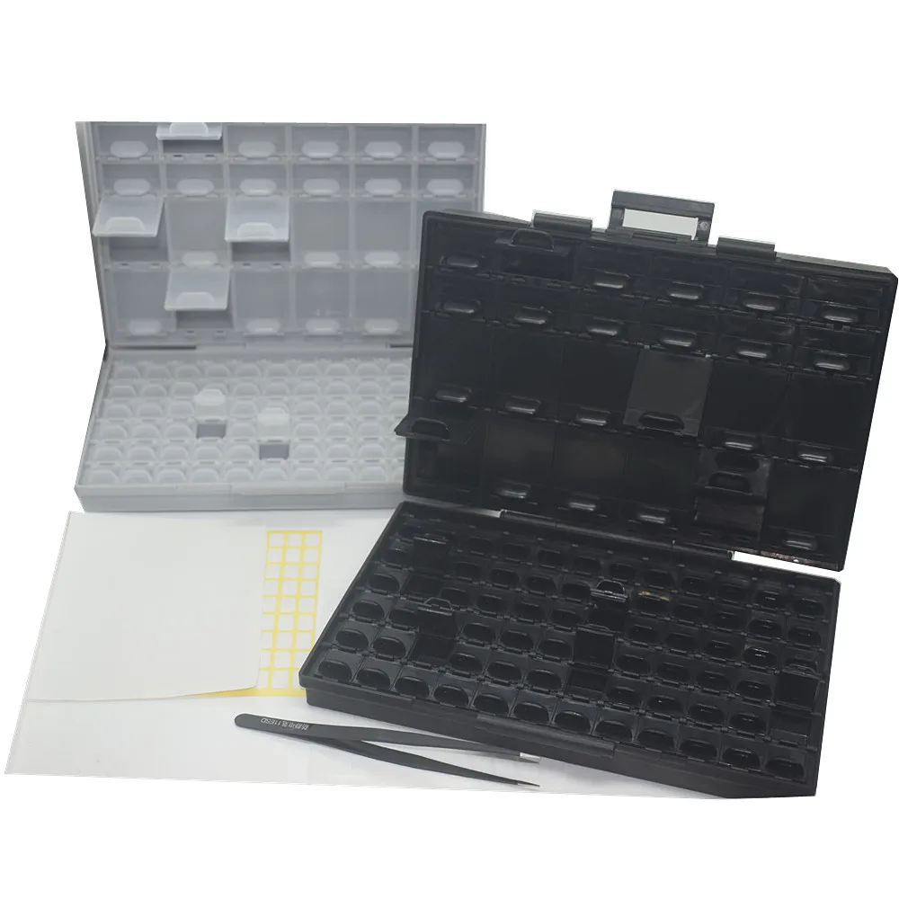2pcs AideTek BOXALL96+96AS Empty boxes enclosure SMD SMT parts compartments Lids Beads Craft Organizer