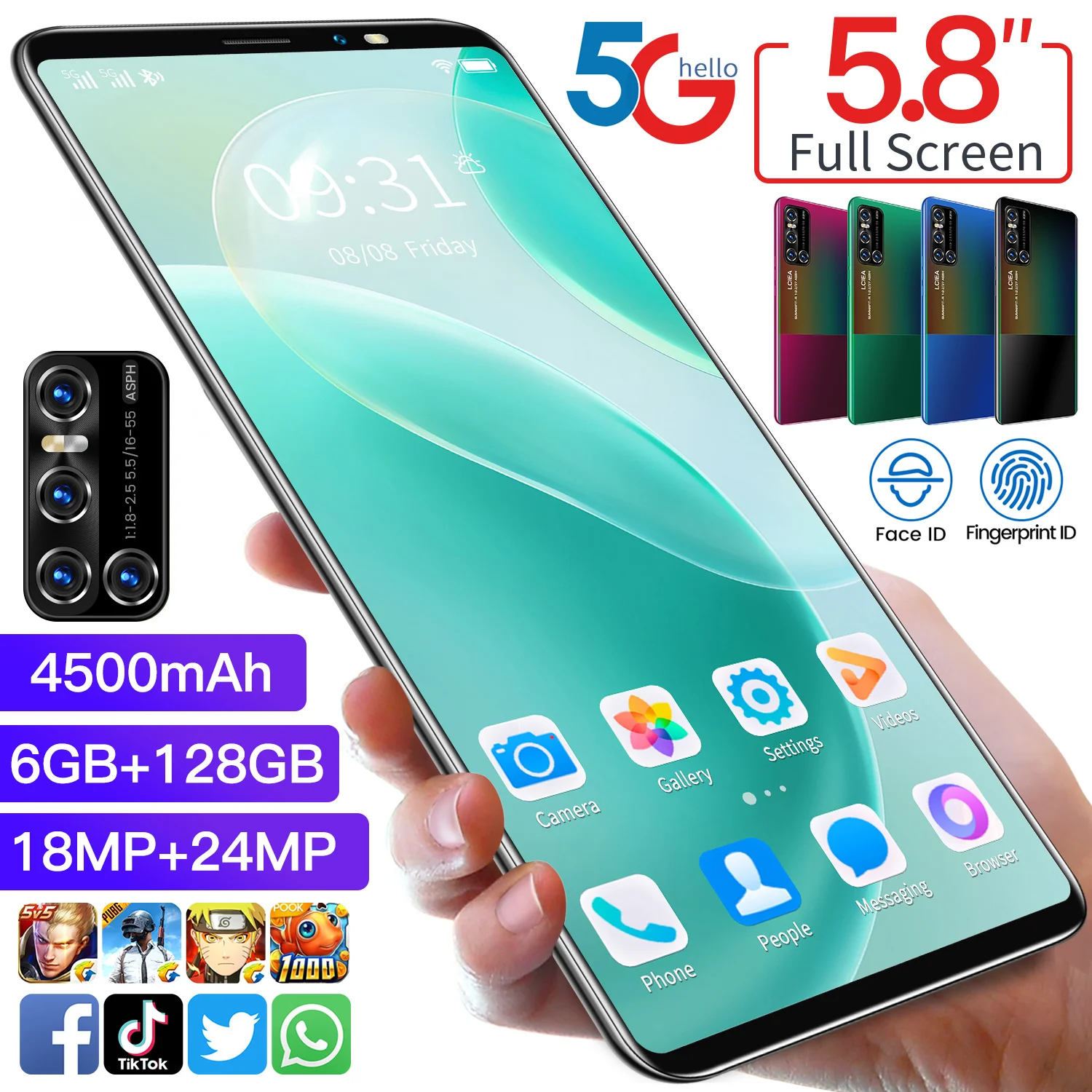 

[Global Version] V19mini Smartphone 5.8Inch 4500mAh 8+256G Large Memory Support Face Fingerprint Dual Unlock 4G 5G MobilePhone