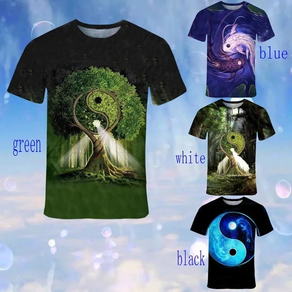

2020 Summer Yin Yang tree T-shirt cool yin yang fish T-shirt