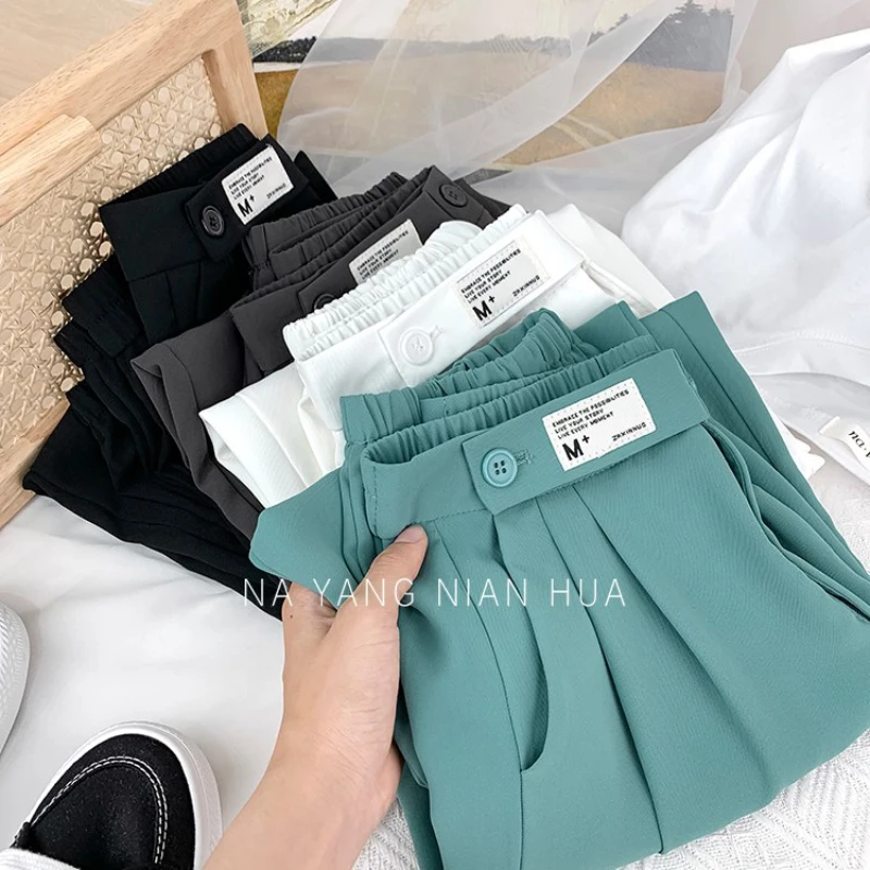 Casual Women Ankle-Length Pants Autumn New Elastic High Waist Harem Fashion Solid Letter Loose Female Trousers New