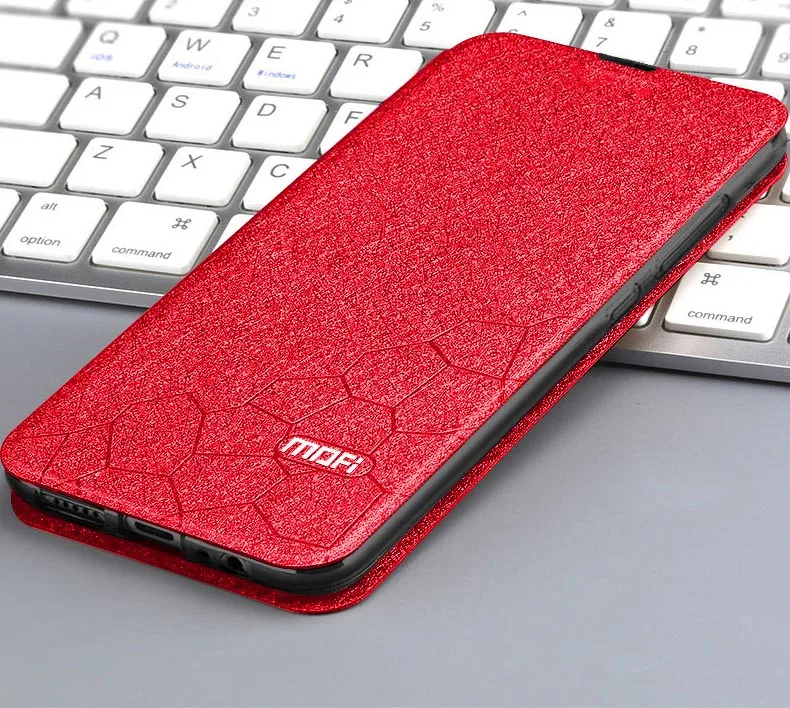 Красный Чехол для xiaomi redmi note 8 t, чехол 8 t, кожаный чехол mofi redmi note 8 T, чехол для redmi note 8 t, силиконовый чехол с подставкой для мужчин - Цвет: Красный
