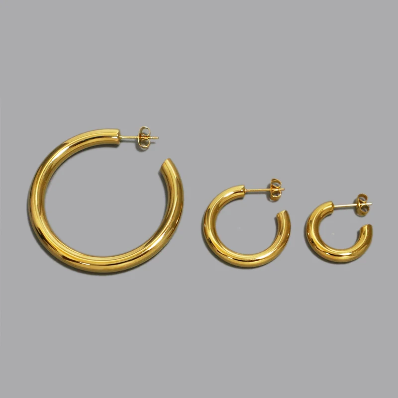 Chunky large C hoop earrings stainless steel Bella half hoop stud earrings for women free shipping jewelry 2021