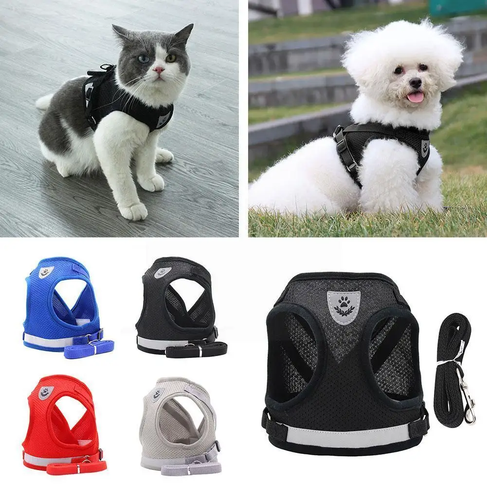 

Reflective Pet Leash Dogs Harness And Leash Set Mesh Breathable Kitten Puppy Dogs Vest Leads Pet Clothes For Dogs Yorkies P R0Q1