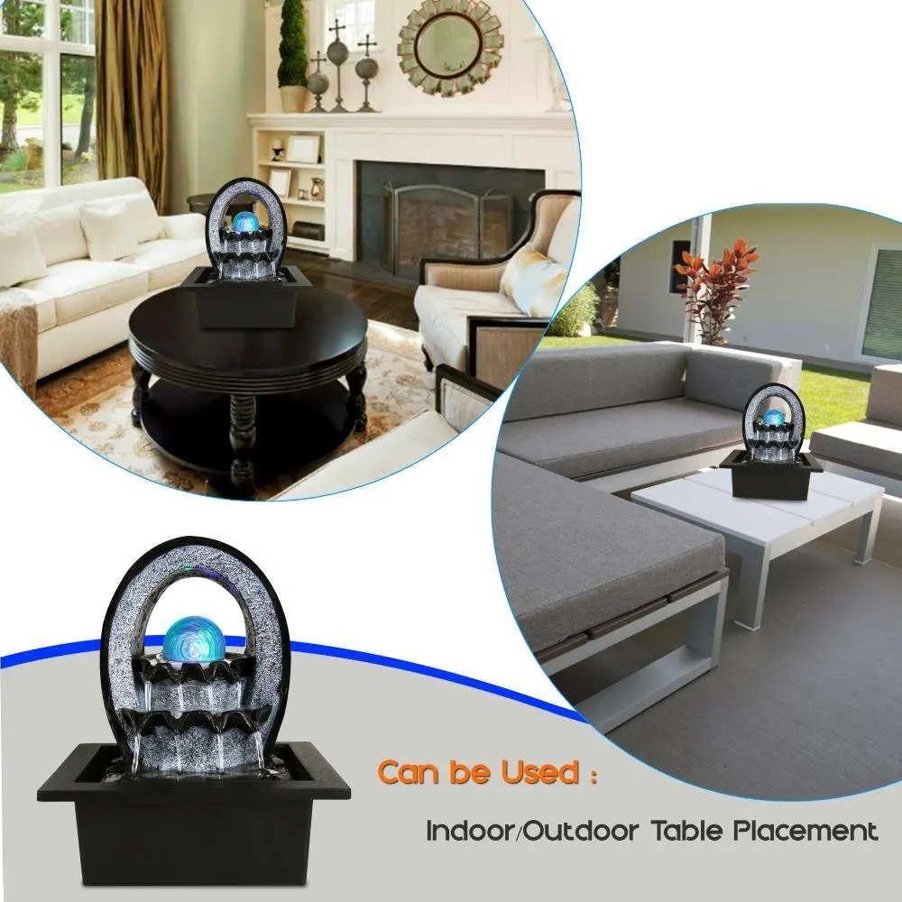 Настольный Смолы Электрический водяной фонтан декор с светодиодный подсветкой