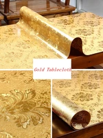 luxury gold round rectangular tablecloth party wedding table deco protector cover waterproof oilproof plastic table mat custom