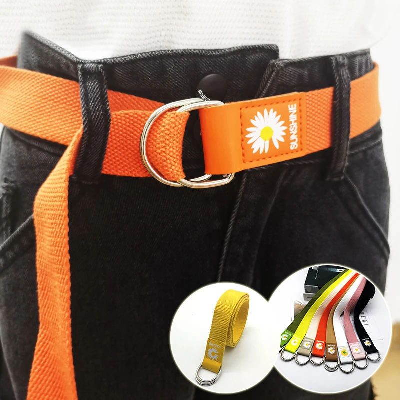 Холщовый ремень с маленькими маргаритками и цветами для женщин регулируемый