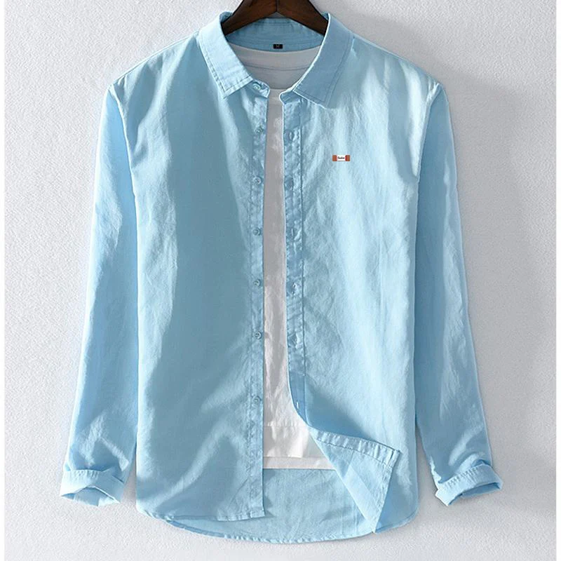 Высокое качество 2020 новая весенняя Мужская льняная Рубашка с длинным рукавом