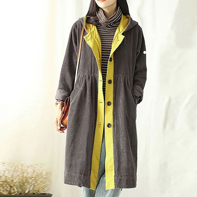 ВИНТАЖНЫЕ пальто куртки зимнее однотонное лоскутное вельветовое Осеннее