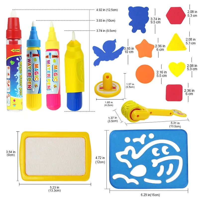 

120*90cm Children's Magic Water Canvas Clear Water Painting Writing Blanket Toy Blankets Rainbow Water Painting Mat Set