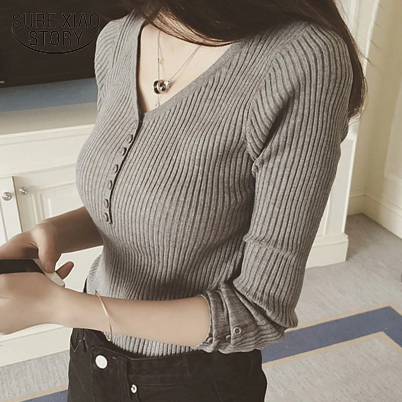 

Fashion Sweater Women 2022 New Autumn and Winter Clothes Sexy V-neck Knitted Pullover Long Sleeve Bottoming Shirt Women 17193