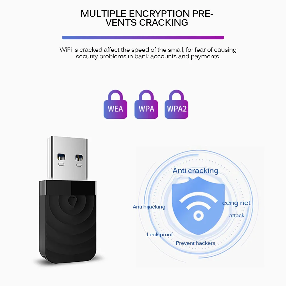 Беспроводной сетевой адаптер 1300 Мбит/с USB 2 4G и 5 8G Wi-Fi высокоскоростная сетевая