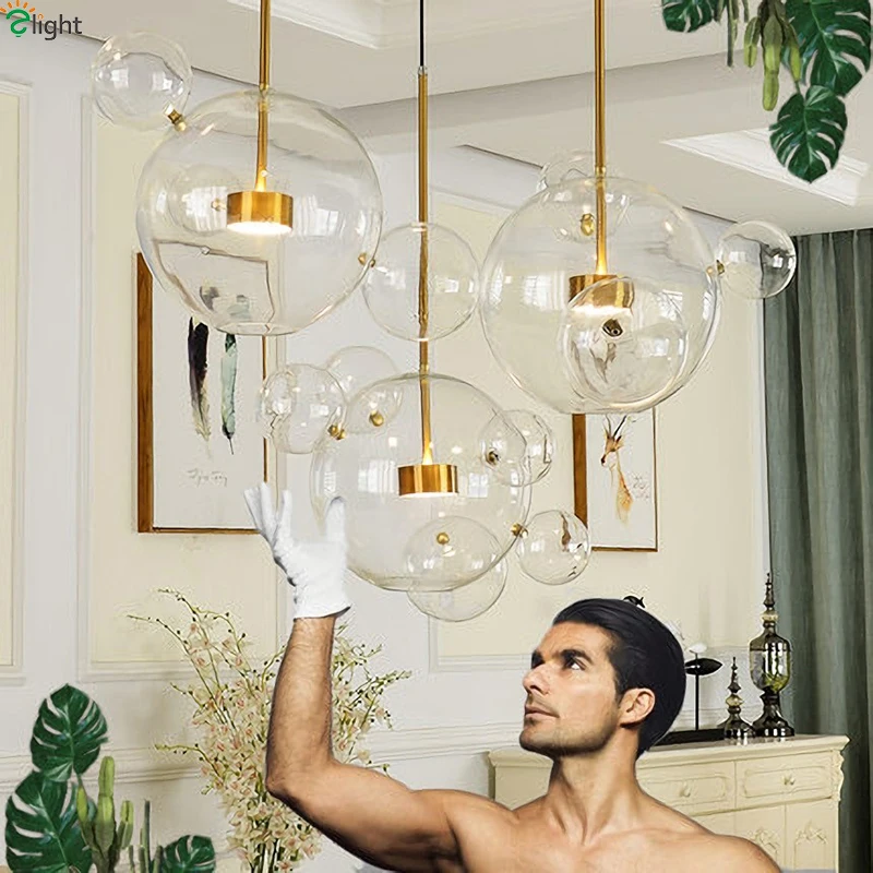 Современные стеклянные Пузырьковые люстры освещение для столовой кухни остров