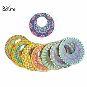 BoYuTe (5 парлот) смешанные цвета случайный 6 см двухсторонний пластырь деревянный кулон Подвески Diy висячие серьги ювелирные изделия аксессуары