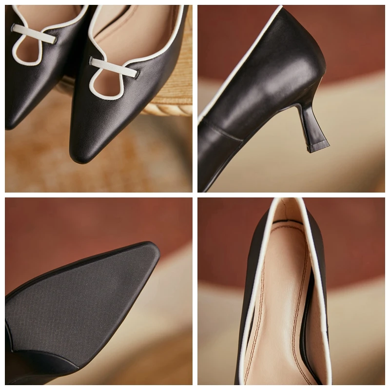 

ORCHA LISA New 2021 Ladies Pumps Pointed Toe 5.5cm Spike Heels Genuine Leather Stylish Breathable Patchwork Big Size 41 B2294