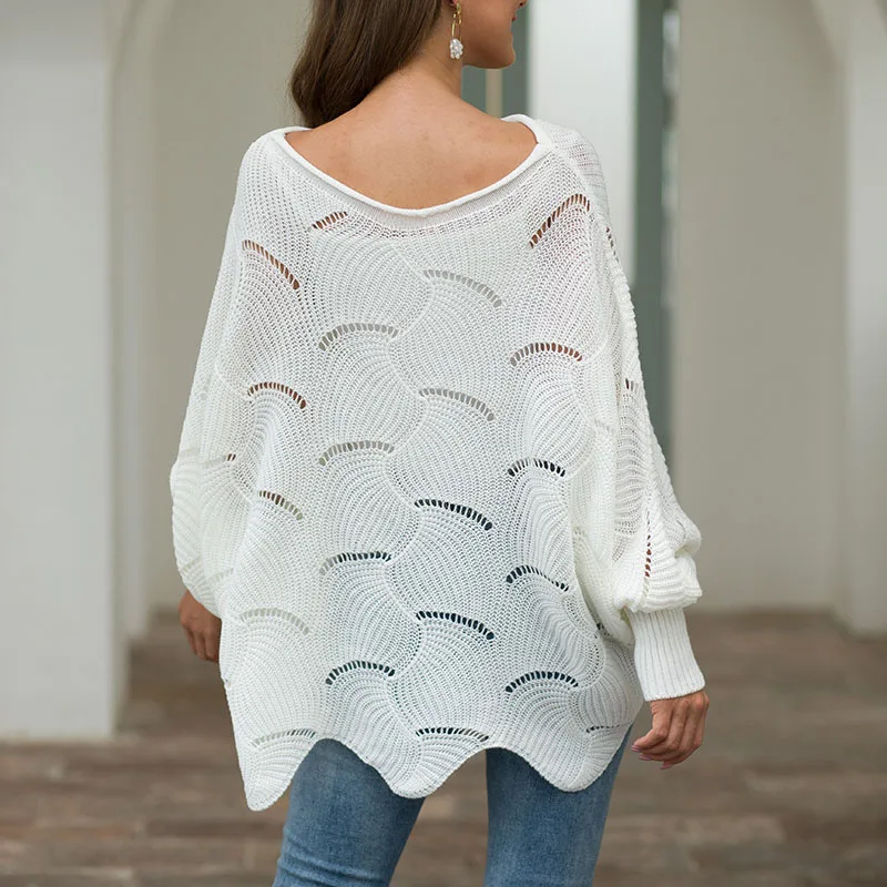 Hollow hook flower loose bat shirt | Женская одежда