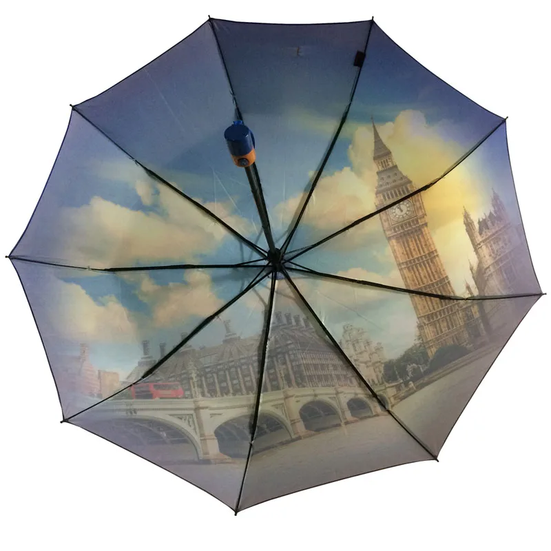 Модные автоматические женские зонтики от дождя 3 Складные 23 ”9K ветрозащитная