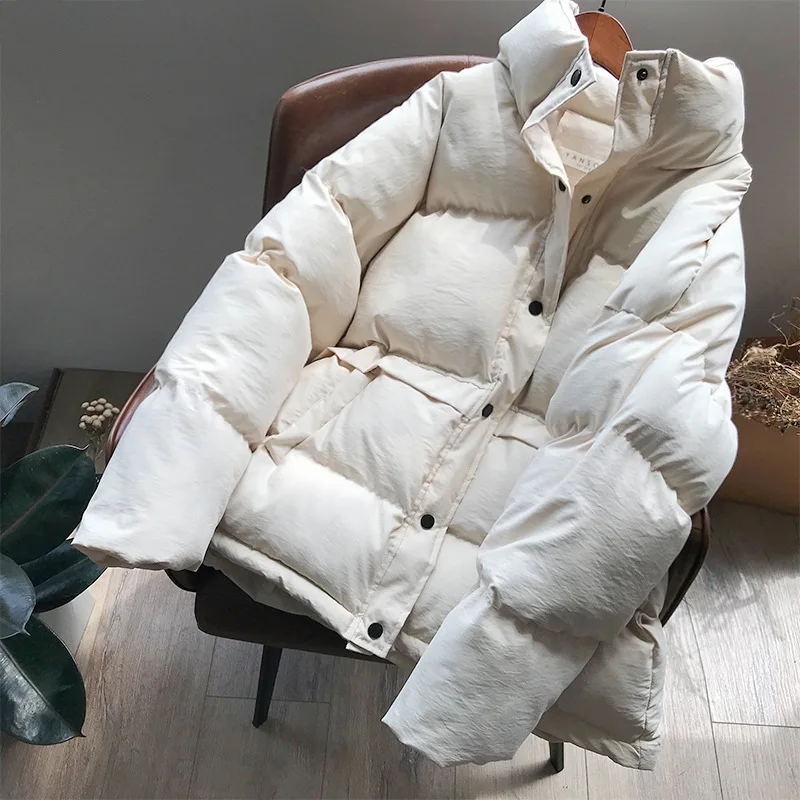 Новая зимняя парка Женская пуховая куртка пальто с воротником стойкой короткие