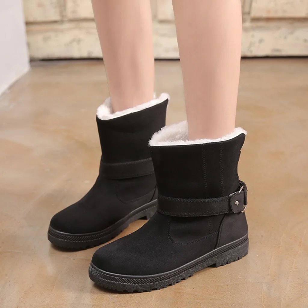 

Women Boots Winter Warm Snow Boots Woman Faux Suede Platform Ankle Boot For Female Winter Shoes Botas Mujer Plush Flats SnowBoot