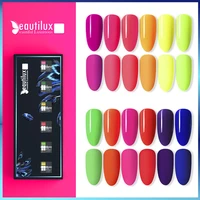 beautilux nail gel polish kit neon color summer candy hot pink green yellow gel varnish sugar gels lacquer manicure set 610ml