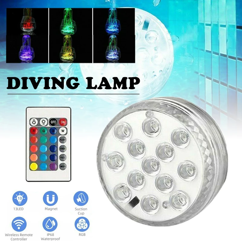 

Underwater Light LED RGB Submersible Aquarium Pool Pond Lamp With Remote Controller Waterproof Outdoor Lighting