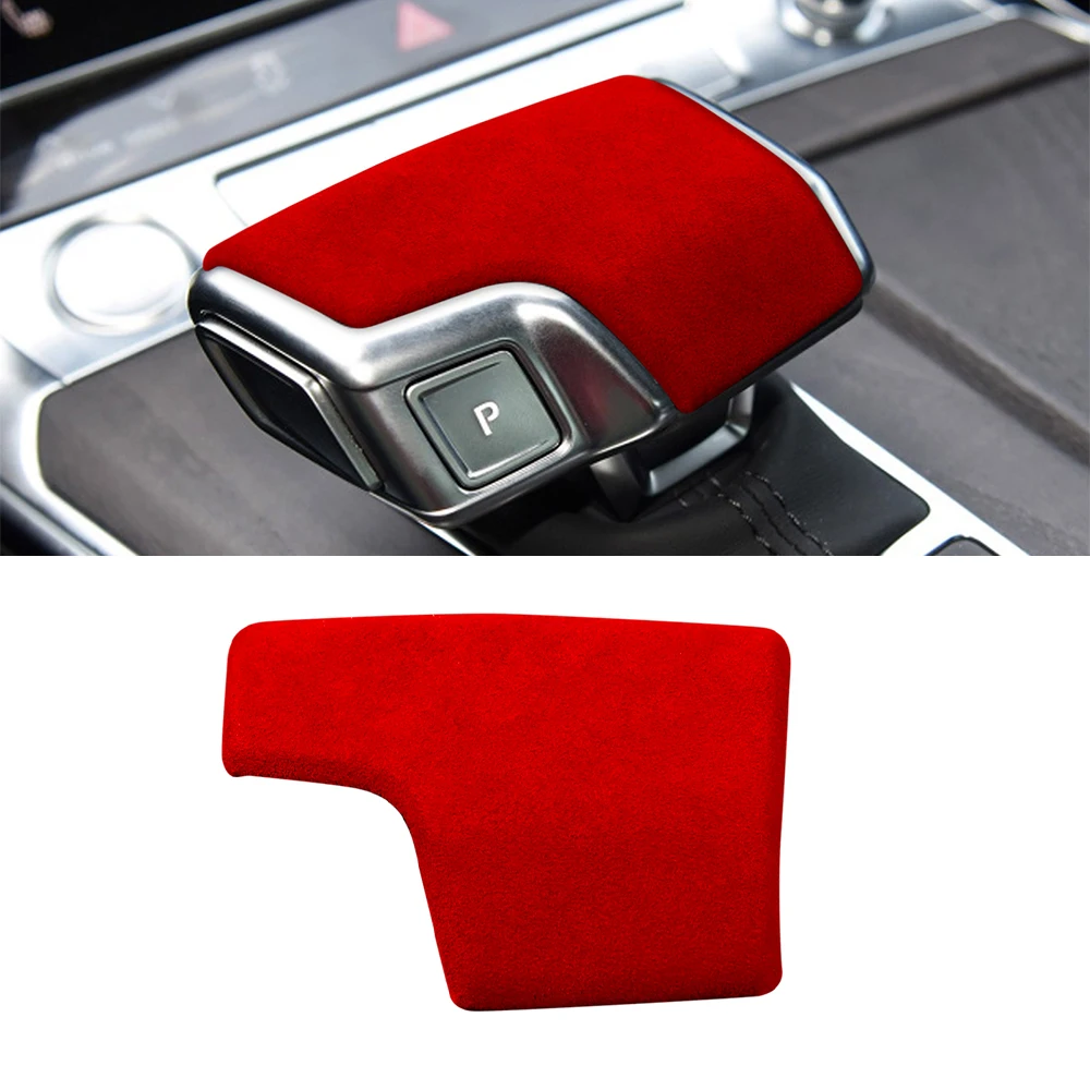 

Gear Shift Knob Cap Button Decorate Cover Trim Decal Suede Wrap for Audi A6 A7 SQ8 RS6 RS7 Car Accessories Black Left-hand Drive