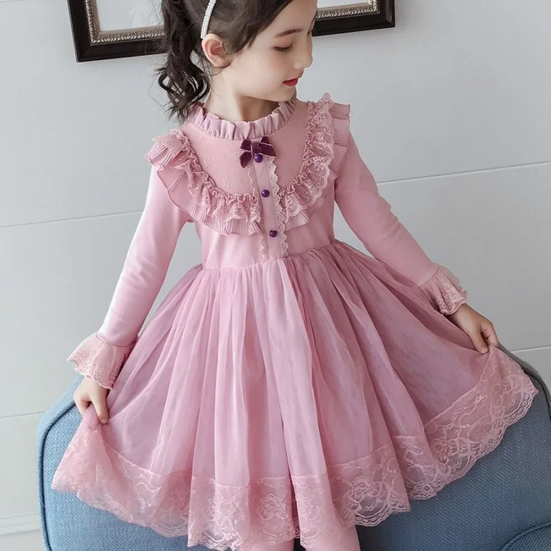 

Girls Dress 2022 Spring Princess Dress Girls Long Sleeve Floral Lace Summer Kids Dresses For Girls Costume 4 6 8 10 12 13 Years