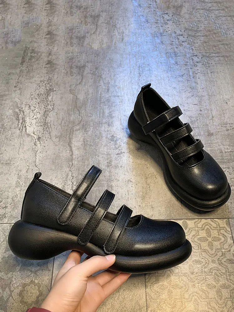 Женские кожаные туфли на толстой подошве с открытым носком|Женские туфли| |