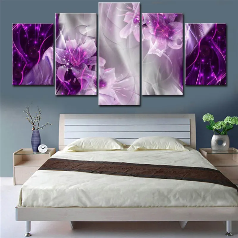 5 шт. цветной постер с цветами Bling Modern Wall Art Lilies цветы принты на холсте для гостиной
