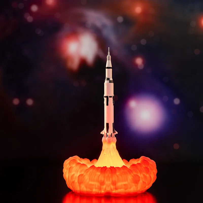 Новинка, Прямая поставка, 3D принт, Сатурн, V лампы, перезаряжаемый ночной Светильник Apollo 5 для Луны, земли, космоса, любителя, как украшение комнаты - Испускаемый цвет: Saturn V