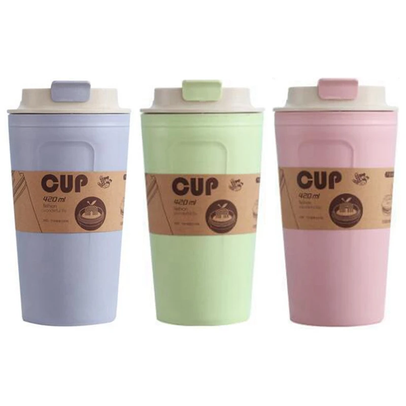 

Новые портативные кофейные кружки 420 мл, многоразовая чашка из бамбукового волокна, чашки для воды, Экологичная Нескользящая прочная кружка...