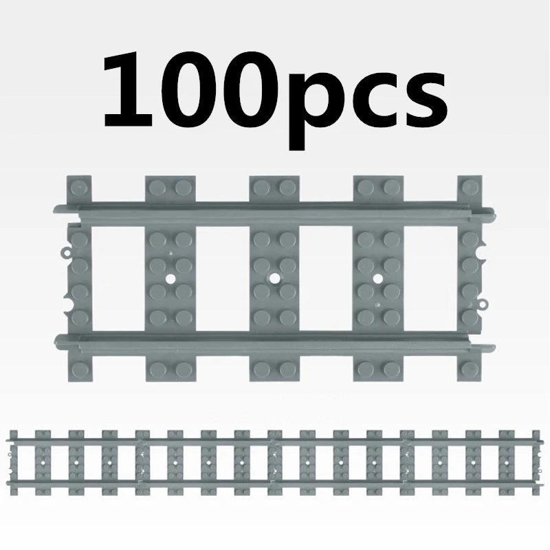 50-100 шт/партия, городские прямые рельсы, поезда, железнодорожные рельсы, строительные блоки, набор, кирпичи, модель, игрушки, совместимые