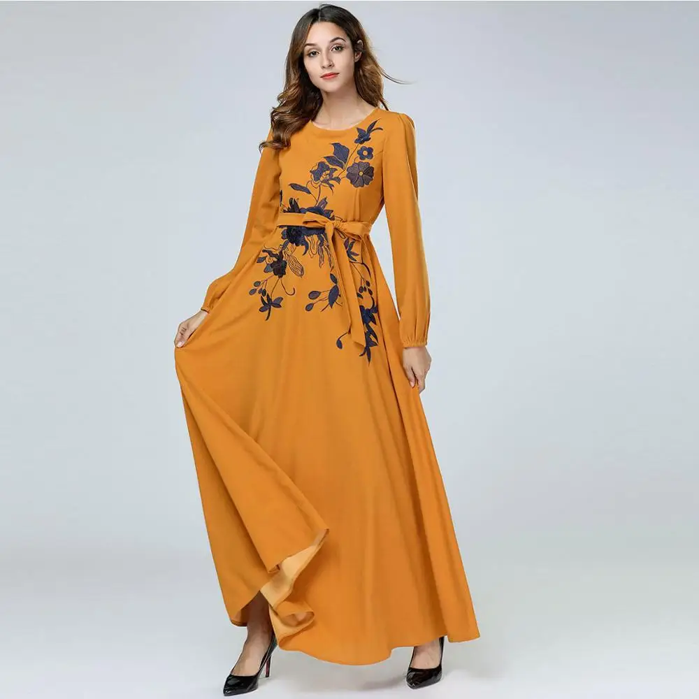 Новинка 2019 г. вышитая Цветочная мусульманская Абая Арабская Мода mAh халат syari