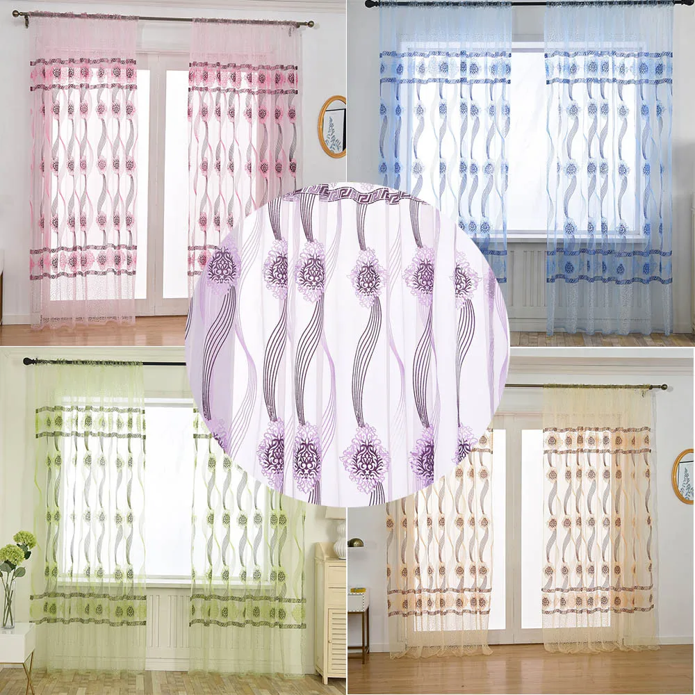 Modern Tulle Pure Color Sheer Curtains Door Window Curtain Drape Panel Valances Scarf Windows for Bedroom Living Room | Дом и сад