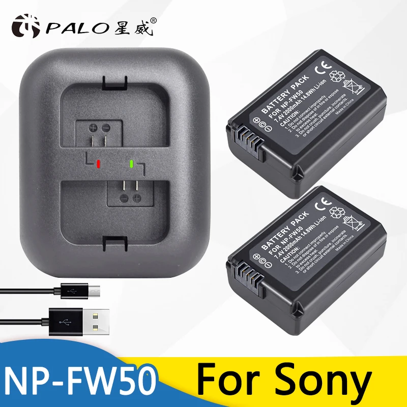 PALO 2x bateria NP FW50 NPFW50 NP-FW50 Батарея для SONY NEX 5T 5R 5TL 5N 5C 5CK A7R A7 F3 3N 3CA55 A37 A5000 A6000 A55+ Зарядное устройство