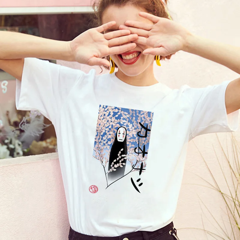 Футболка женская с принтом Los топ без лица японским аниме рисунком белый в стиле