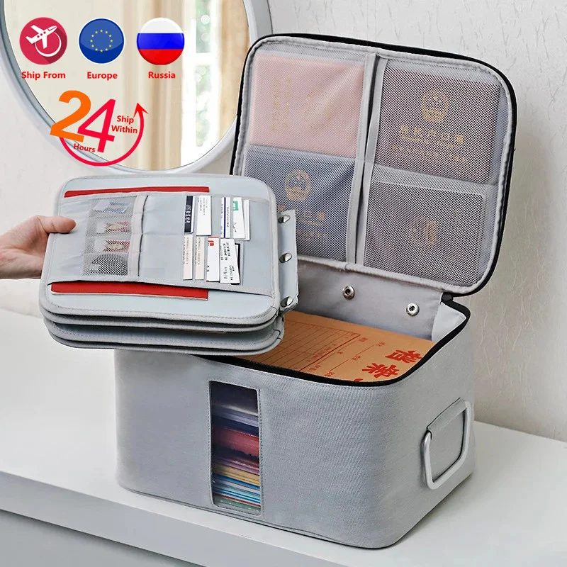 

Waterproof A4 Documents Storage Bag Office Business Briefcase Men's Women's Certificate Phone Handbag Travel Organizer Accessory