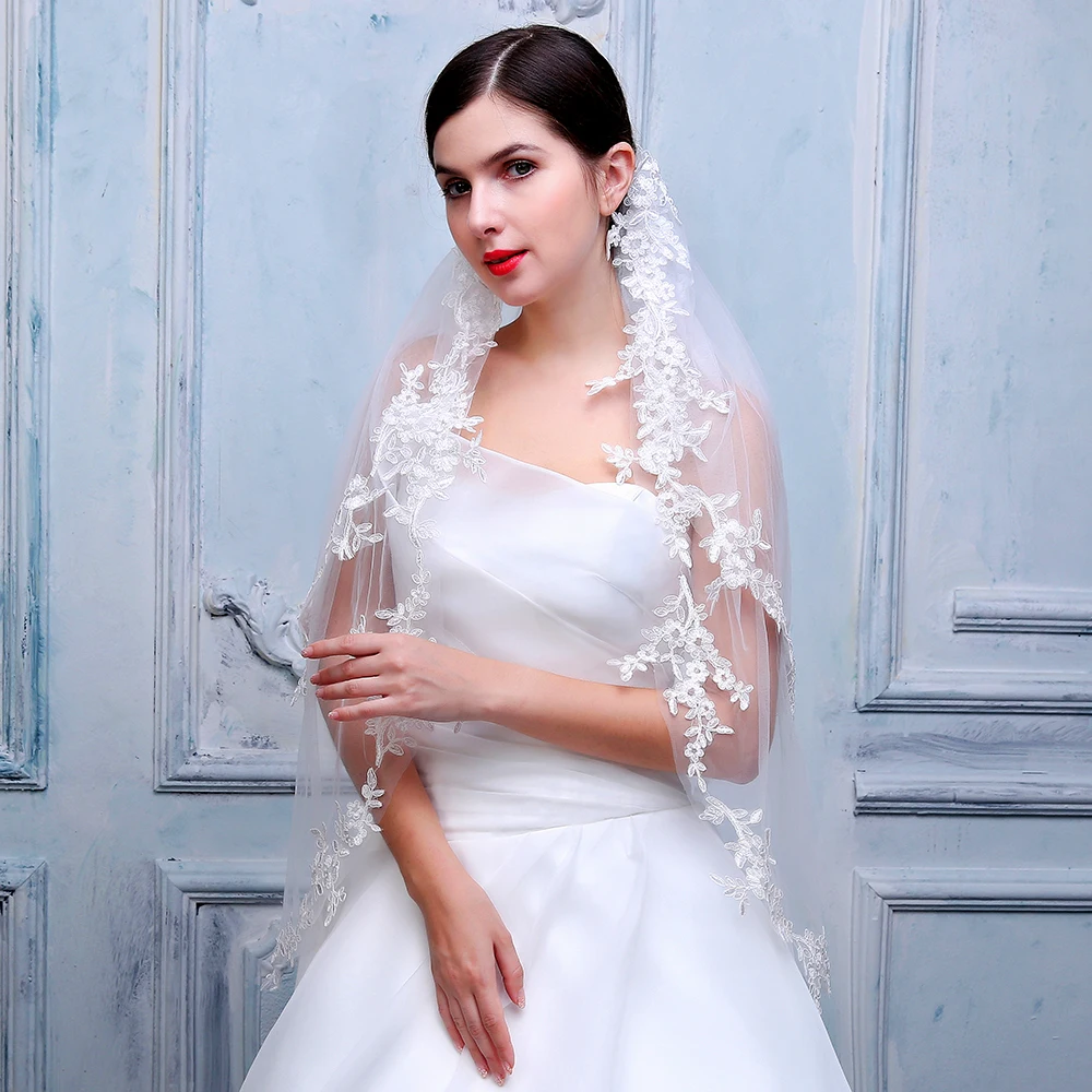 Новинка 2019 элегантная женская двухслойная Фата для невесты мягкий тюль с
