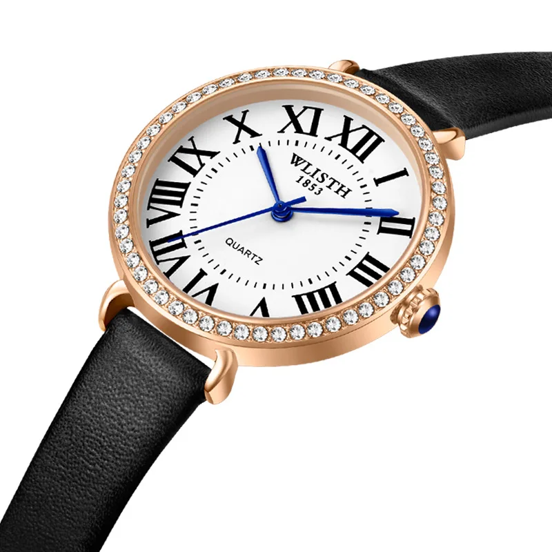 

Wlisth Brand Watch Fashion Trend Quartz Belt Women's Watch Diamond-Embedded Simple Temperament Women's Watch