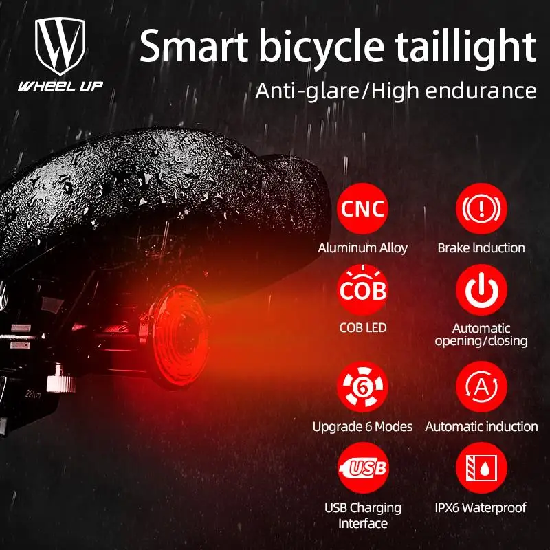 

Фсветильник задний велосипедный со светодиодной подсветильник кой и датчиком торможения, IPX6