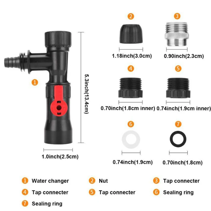 

DIY Fish Tank Plastic Water Changer Adapter Pump Faucet Cleaning Maintenance NEW