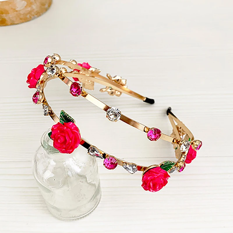 ZHINI Новый женский цветочный ободок с розами кружевное платье лентой венок