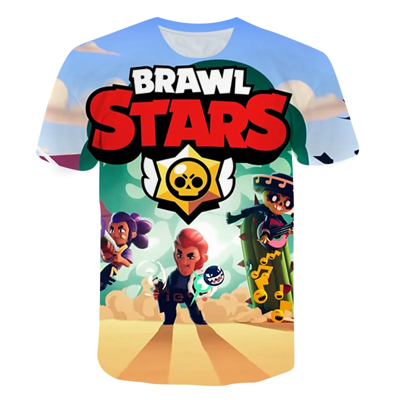 

2021 New Cartoon Stars Leon Cool Boy Crow Tshirt Kids 3D Print Browl Costume Cut Girl T Shirt Short sleeve Browls Tops Tees