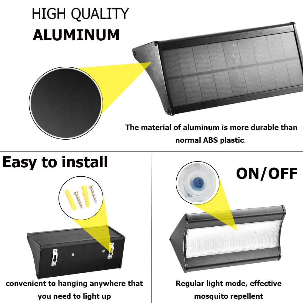 Солнечный светильник для отпугивания комаров настенный Водонепроницаемый IP65