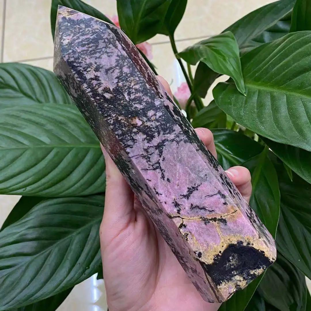 

Натуральный Род роднит кварц отверстие лечебный стержень